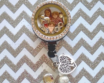 Family photo Floating locket Badge reel