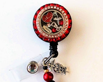 Nurse Floating locket Badge reel
