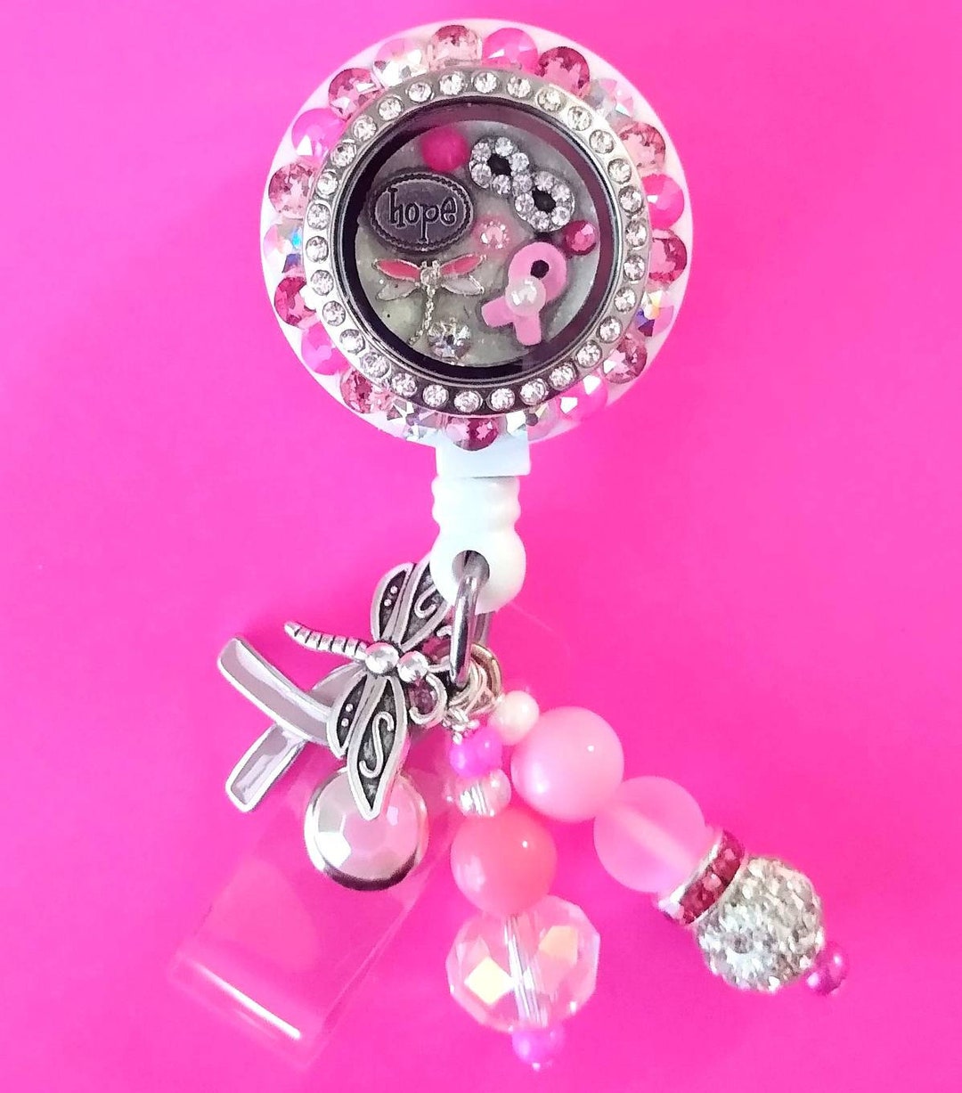 Breast Cancer Awareness / Dragonfly / Floating Charm Locket ...