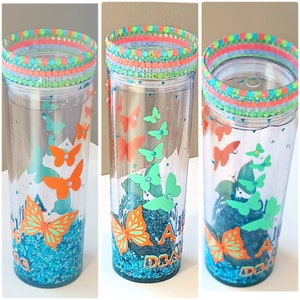 Butterfly snow globe skinny tumbler 16oz