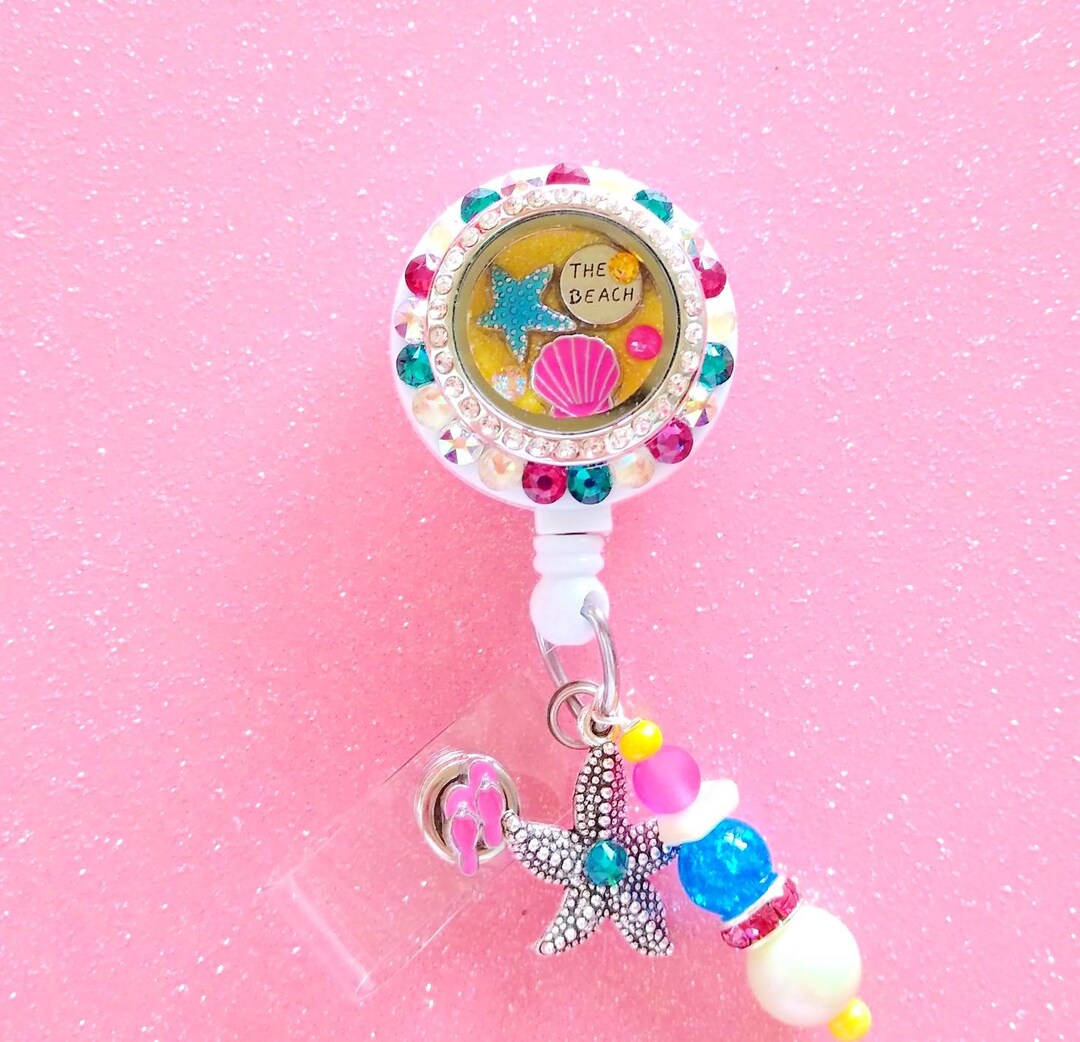 Beach Floating Locket Badge Reel - Etsy UK