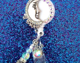 Sliver half moon pendant Badge reels