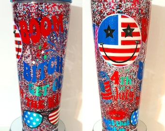 Fourth of July / American 24oz snowglobe tumbler