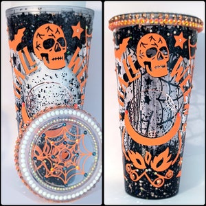 暗闇で光るハロウィーン 24オンス スノーグローブ プラスチック/アクリル 二重壁タンブラー