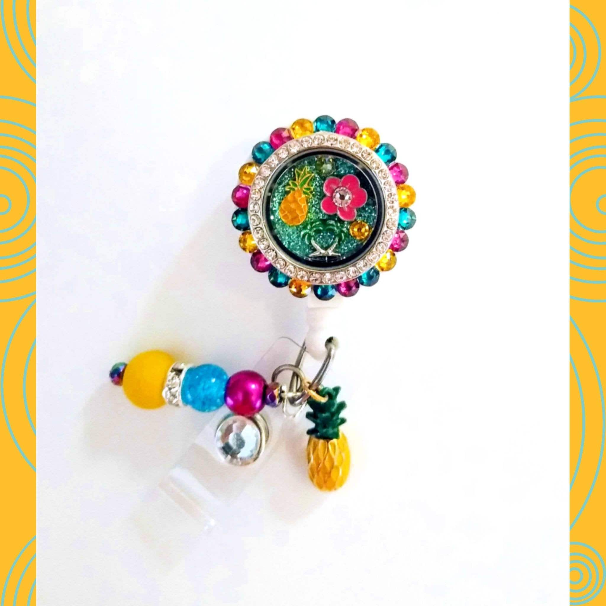 Tropical Floating Locket Badge Reel - Etsy