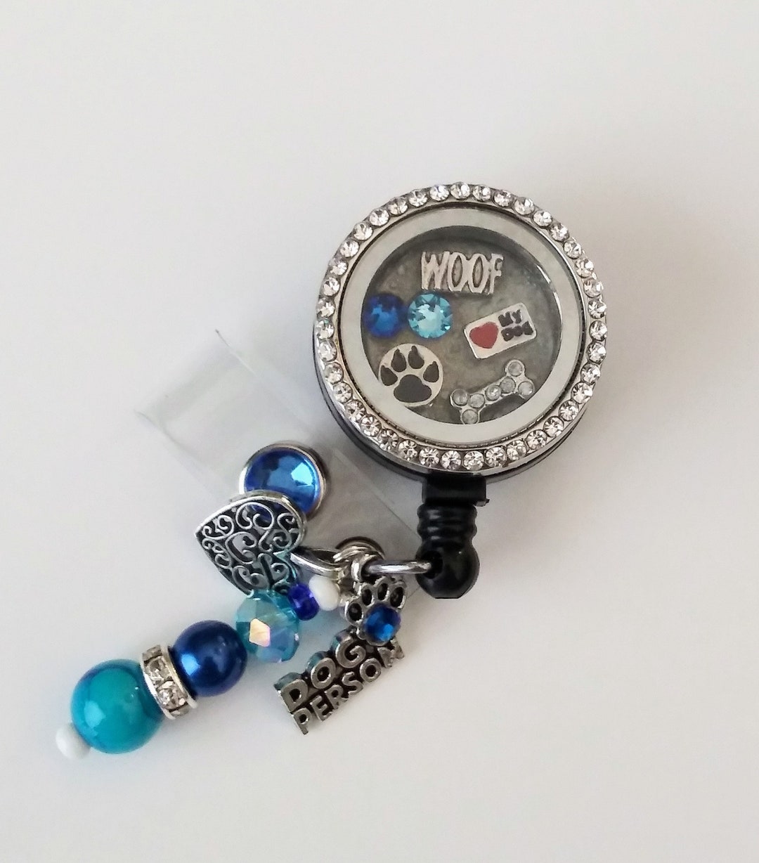 Floating Locket Badge Reel Dog/blue Retractable - Etsy
