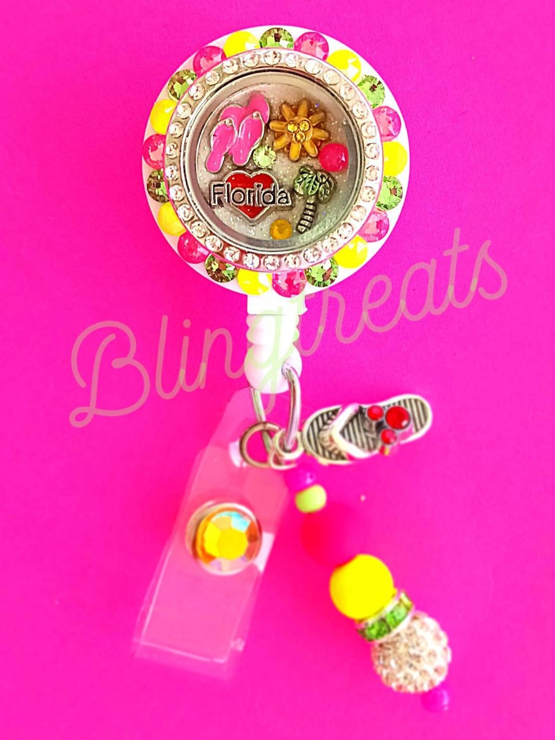 Florida Floating Locket Badge Reel - Etsy