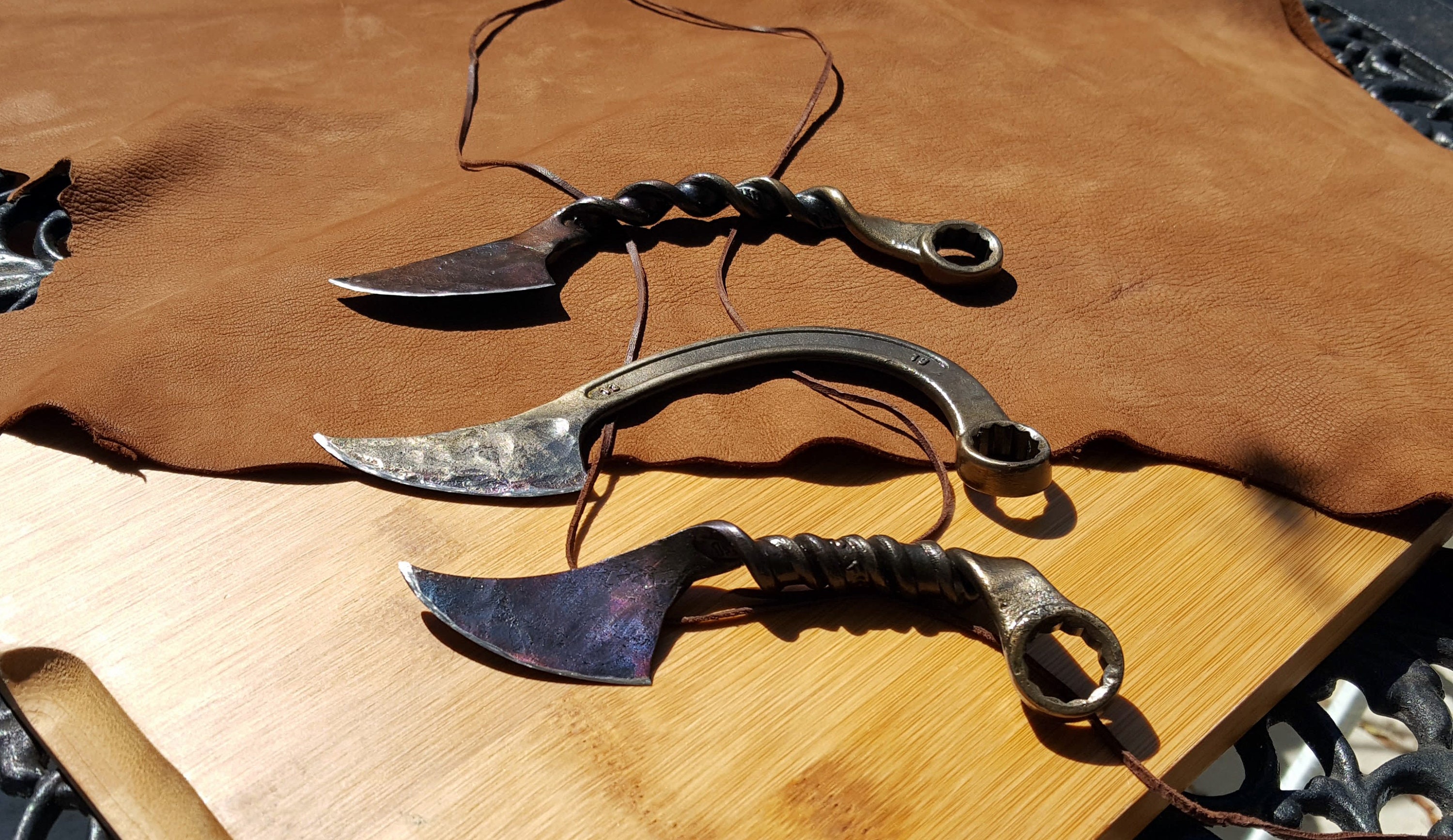 Blacksmith hand spanner knife with rustic and hammered Etsy