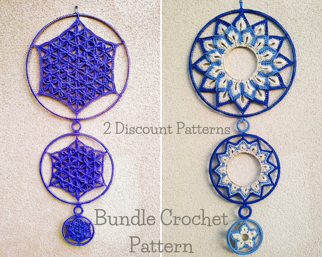 PATTERNS- Crochet Pattern Bundle- 2 Discount Patterns-2 Wall Hanging Mandala\dreamcatcher ...