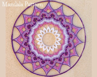 PATROON-Big Crochet 20" (50cm) Mandala\Dreamcatcher Patroon-PDF Instant Download met gedetailleerde foto's