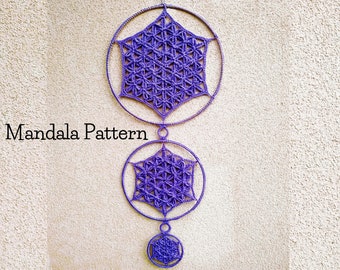 PATTERN-Crochet Flower of life Mandala\Dreamcatcher Pattern-3 hoops mandala, PDF Instant Download, step by step tutorial, wall hanging art