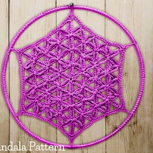 PATTERN-Crochet 12&quot; Flower of life Mandala,Dreamcatcher Pattern-PDF Instant Download with detailed photos, Wall hanging crochet art tutorial