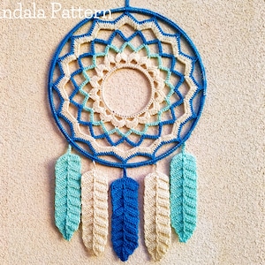 ANLEITUNG- 12&quot; Mandala\Traumfänger & Feder Häkelanleitung-&quot;Pflegemandala&quot;, PDF Sofort Download, Feder Anleitung, Foto Anleitung
