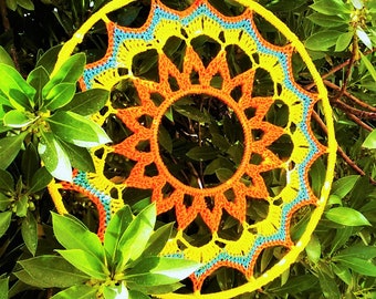 PATTERN-Crochet 12" Mandala\Dreamcatcher Pattern, PDF Instant Download, easy crochet doily pattern, home decor crochet