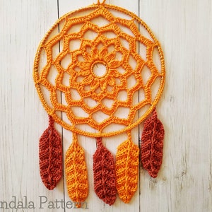 PATTERN- Crochet  (8&quot;, 20cm) Mandala\Dreamcatcher & feather Pattern-PDF Instant Download, &quot;Simon Dreamcatcher&quot;