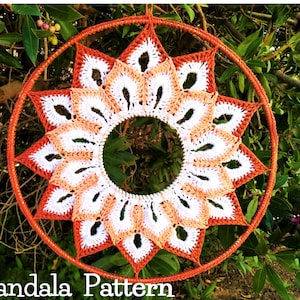 PATTERN-Crochet 12&quot; Mandala\Dreamcatcher Pattern-PDF Instant Download with detailed photos, Flower Mandala Pattern