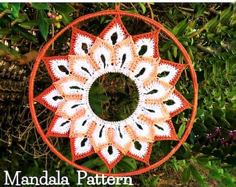 PATROON-haak 12" Mandala\Dreamcatcher patroon-PDF direct downloaden met gedetailleerde foto's, bloem Mandala patroon