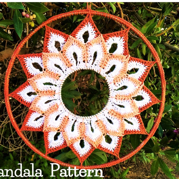 MUSTER-Häkeln 12" Mandala Traumfänger Muster-PDF Sofort Download mit detaillierten Fotos, Blumen Mandala Muster