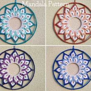 PATTERN-Crochet 12&quot; Mandala\Dreamcatcher Pattern-PDF Instant Download with detailed photos, flower mandala pattern,