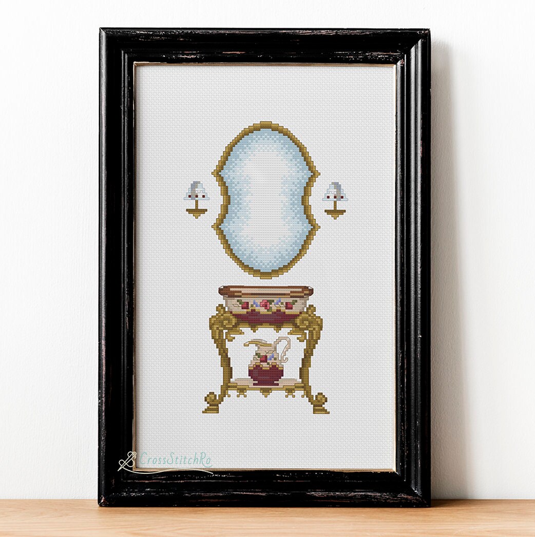 Bathroom Cross Stitch Pattern Home Decor Embroidery Bathroom Etsy