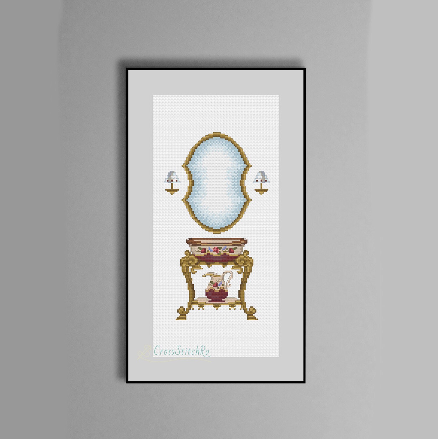 Bathroom Cross Stitch Pattern Home Decor Embroidery Bathroom Etsy