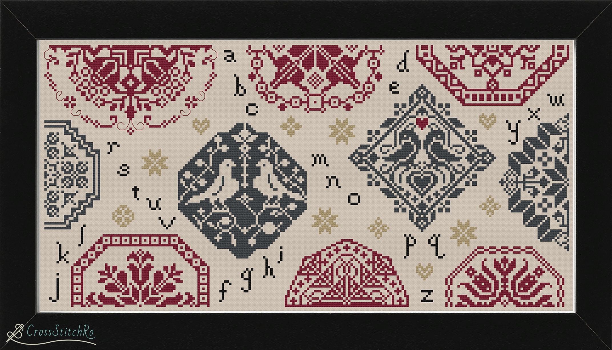 Quaker Cross Stitch Patterns Quaker Cross Stitch Sampler Red Etsy