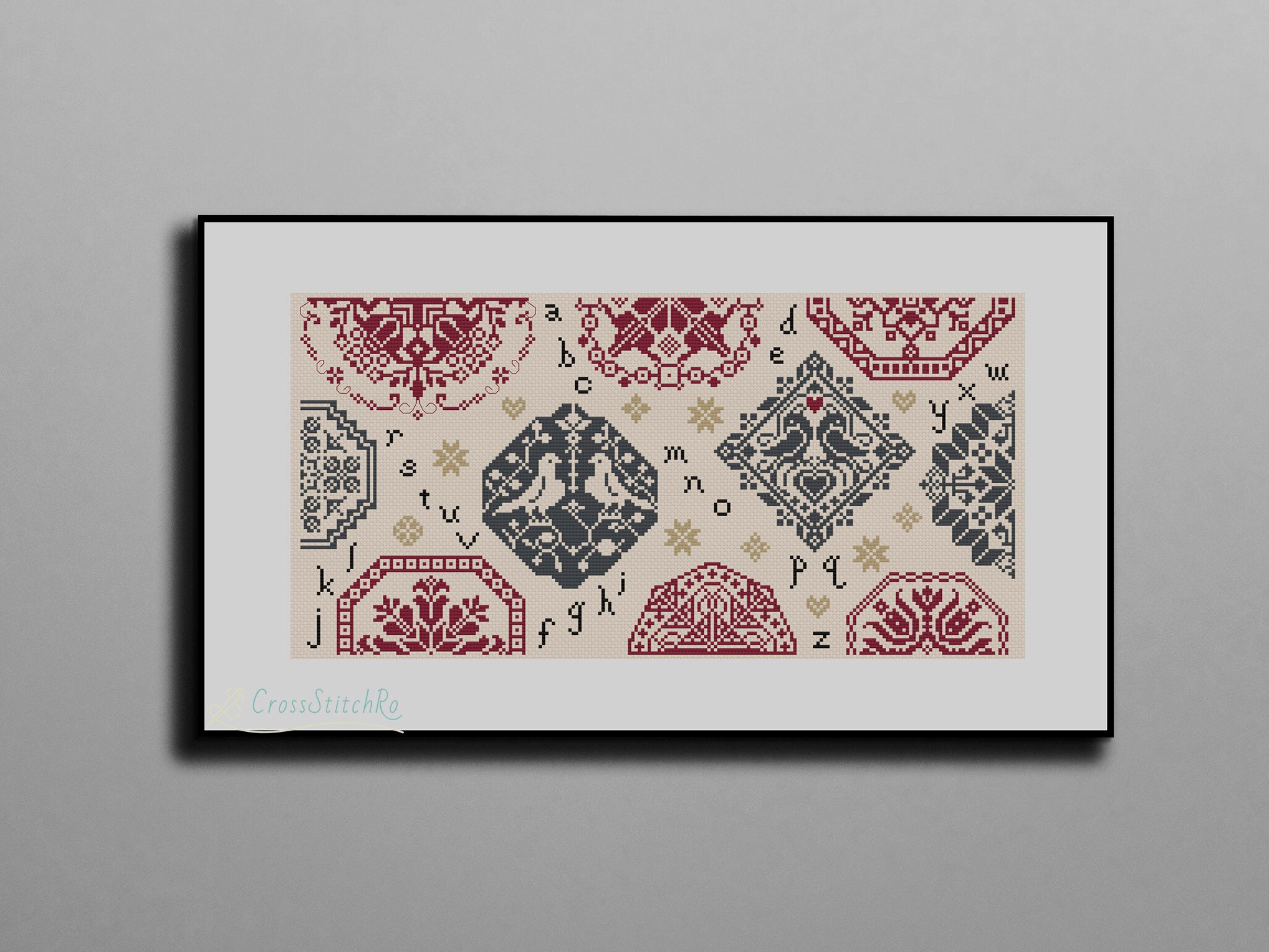 Quaker Cross Stitch Patterns Quaker Cross Stitch Sampler Red Etsy