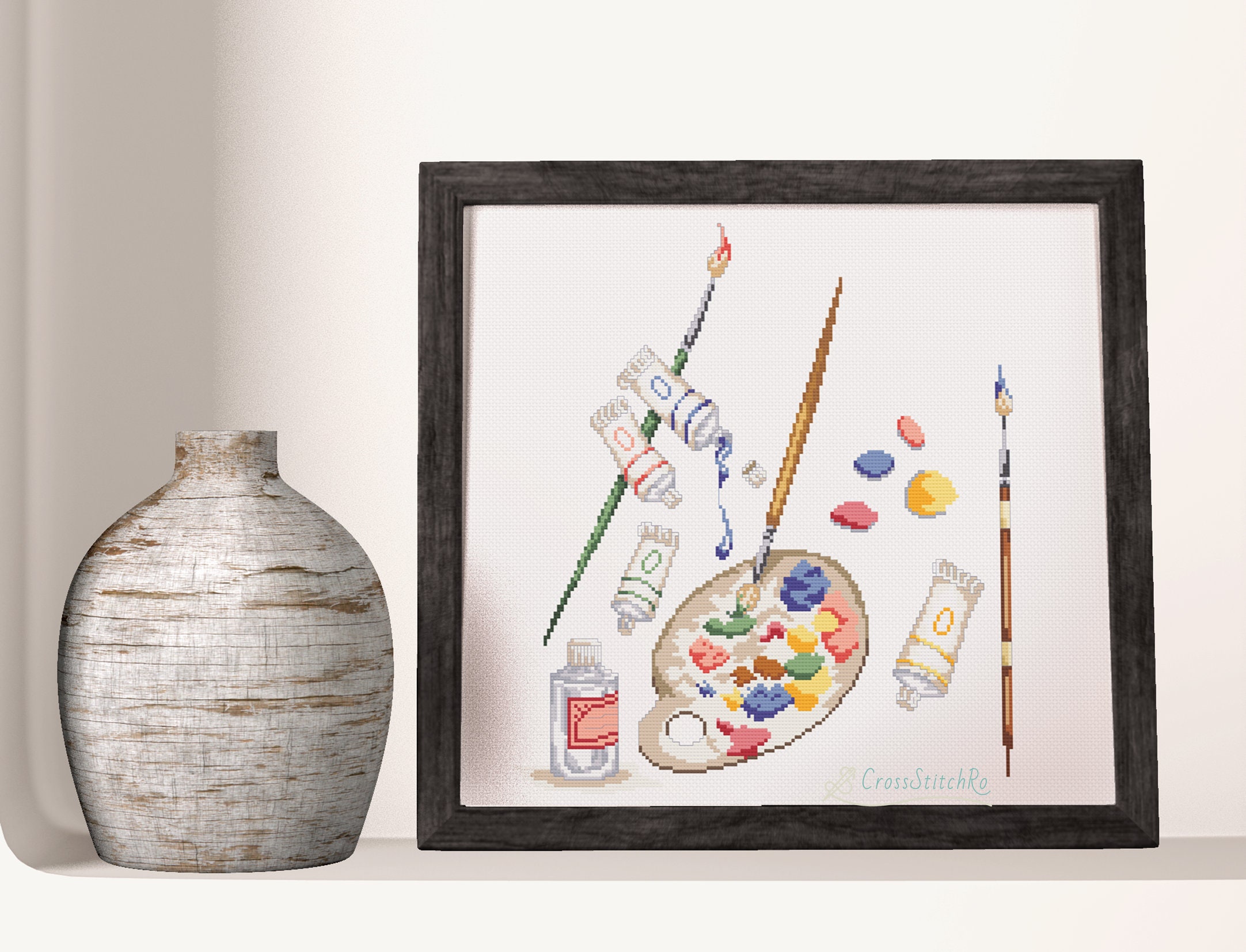 Artist palette cross stitch sybju paint brushes embroidery  etsy Artist palette cross stitch sybju paint brushes embroidery  etsy