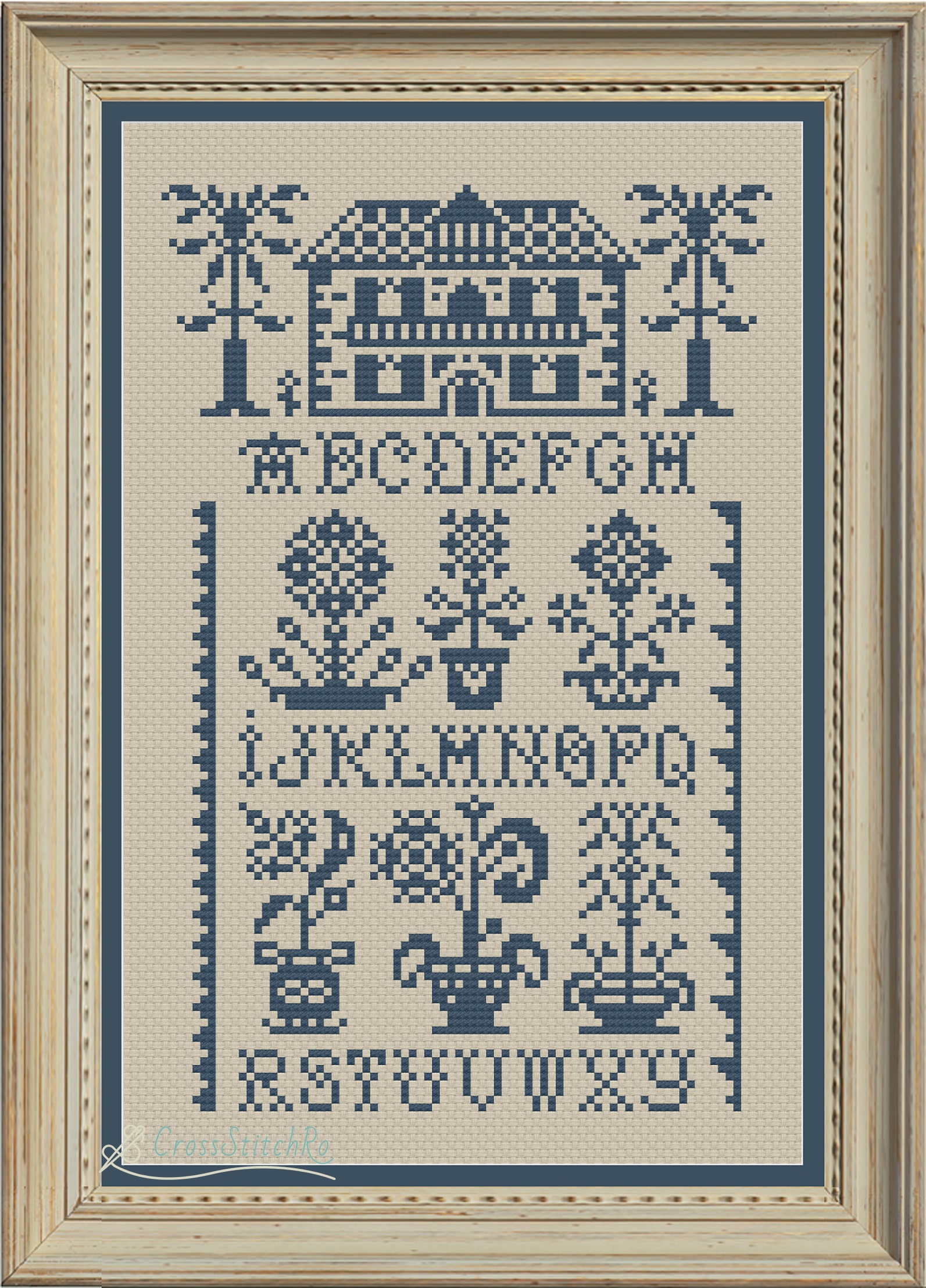Monochrome Cross Stitch Sampler Pattern Embroidery Sampler Etsy