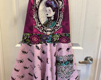 Tula Pink Nightshade (Deja Vu) Queen of the Kitchen Full Apron.