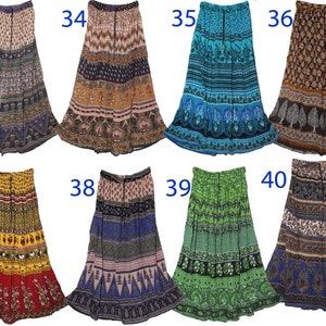 Free One Size Indian Ethnic Maxi Crinkle Floral Long Skirt Dress For Women Boho Hippie Bohemian Gypsy Retro Gift For Her zdjęcie 5