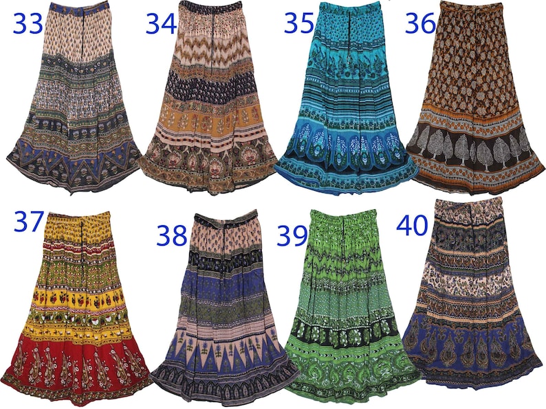 Free One Size Indian Ethnic Maxi Crinkle Floral Long Skirt Dress For Women Boho Hippie Bohemian Gypsy Retro Gift For Her zdjęcie 5