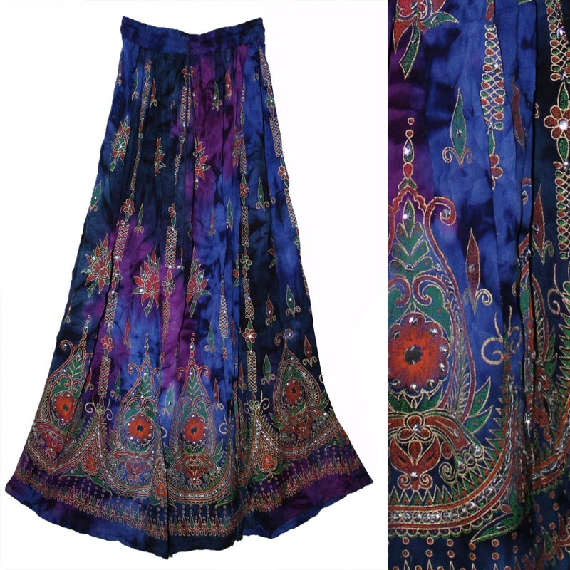 Gypsy Indian Ethnic Black & White Block Print Cotton Wrap Around Long Maxi Skirt