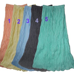 クリンクルコットンマキシスカート：ボヘミアンヒッピースタイル - XS～6XL