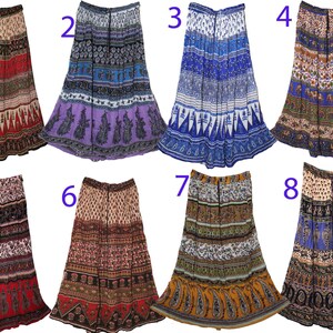 Free One Size Indian Ethnic Maxi Crinkle Floral Long Skirt Dress For Women Boho Hippie Bohemian Gypsy Retro Gift For Her zdjęcie 2