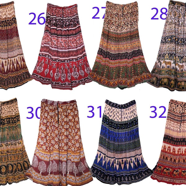 Toutes les tailles XS à 6XL indiennes ethniques florales Maxi longue jupe robe pour femme Boho hippie froissé manche à balai cadeau pour elle