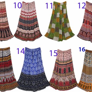 Free One Size Indian Ethnic Maxi Crinkle Floral Long Skirt Dress For Women Boho Hippie Bohemian Gypsy Retro Gift For Her zdjęcie 3