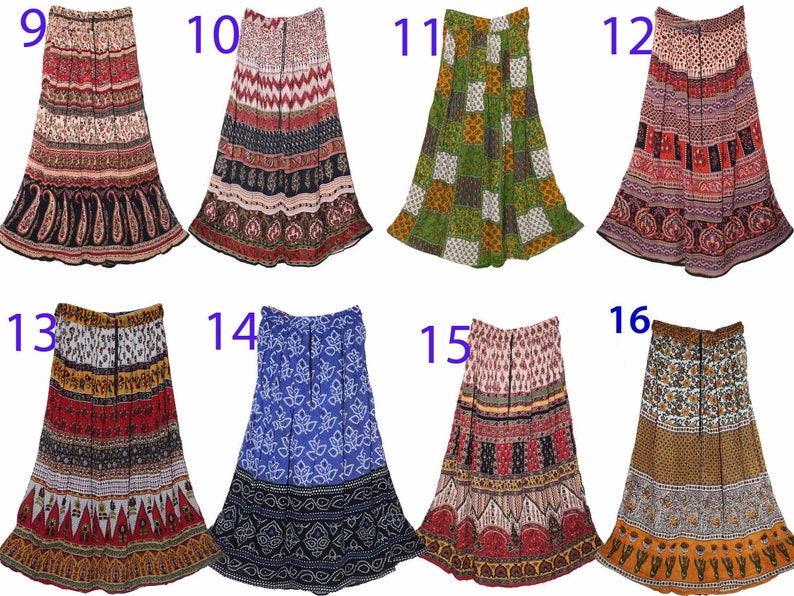 Free One Size Indian Ethnic Maxi Crinkle Floral Long Skirt Dress For Women Boho Hippie Bohemian Gypsy Retro Gift For Her zdjęcie 3