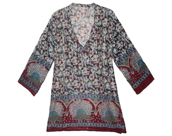 Hand Block Printed Cotton Tunic: Indian Boho Blouse