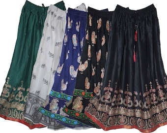 Ethnic Print Rayon Maxi Skirt Women Boho Hippie Style, All Sizes XS To 6X