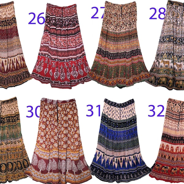 Free One Size Indian Ethnic Maxi Crinkle Floral Long Skirt Dress For Women Boho Hippie Bohemian Gypsy Retro Gift For Her