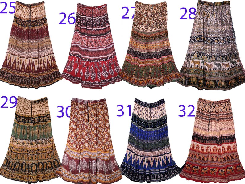 Free One Size Indian Ethnic Maxi Crinkle Floral Long Skirt Dress For Women Boho Hippie Bohemian Gypsy Retro Gift For Her zdjęcie 1
