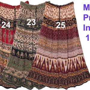 All Sizes XS To 6XL Indian Ethnic Floral Maxi Long Skirt For Women Hippie Boho Retro Gift For Her