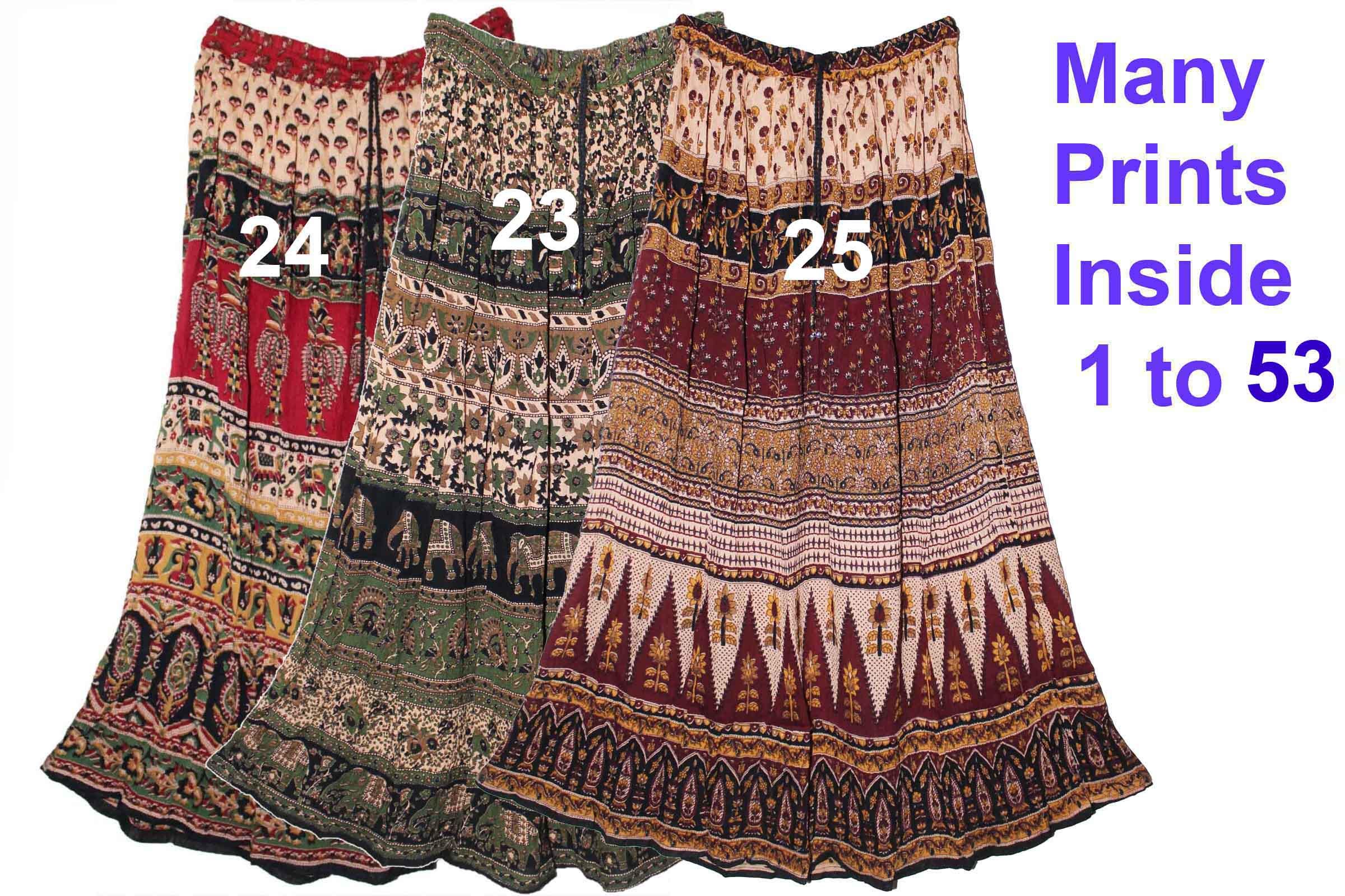 Floral Rayon Maxi Skirt: Ethnic Boho Hippie Style, XS-6XL