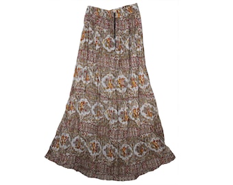 All Sizes Indian Cotton Women Maxi Skirt: Ethnic Boho Lurex Vintage Look