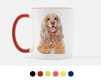 Mug Deluxe 15oz. "Rainbow Spaniel" - Dog Art Mug - Cocker Spaniel Art Mug - Gift for Mom - Gift for Sister - Gift for Girlfriend