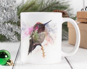 Hummingbird Bird Art Mug 11 fl. oz. - Artwork by Reva Chen - Microwave Safe - Gift-Ready Packaging