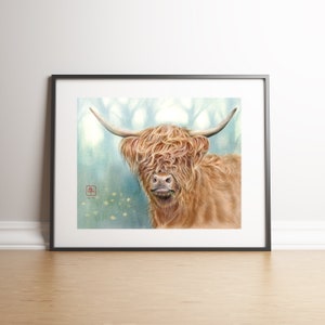 Highland Cow Artwork Giclée Art Print Chinese Zodiac Animal Art by Reva Chen image 2