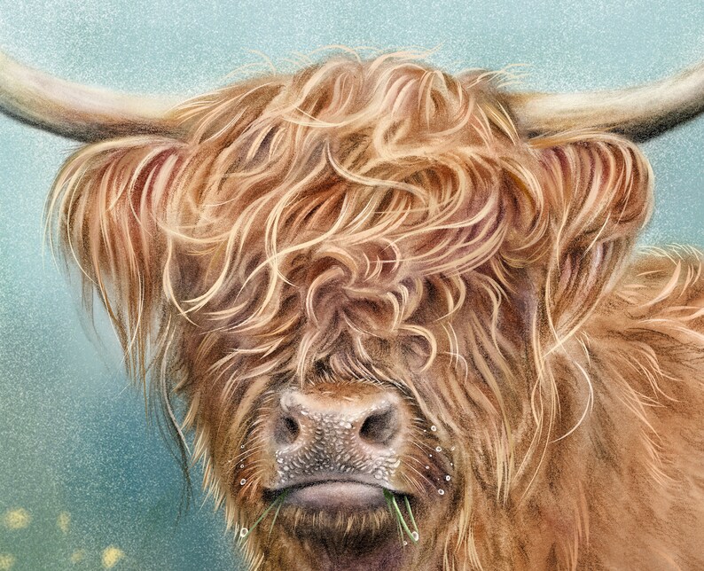 Highland Cow Artwork Giclée Art Print Chinese Zodiac Animal Art by Reva Chen image 3