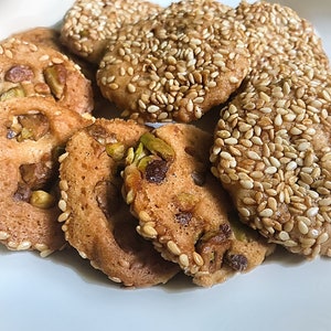 Barazek Pistachio Sesame Seed Biscotti Cookies homemade arabic dessert lactation cookies / برازق / بسكوت / حلويات سورية / رمضان / حلويات image 3
